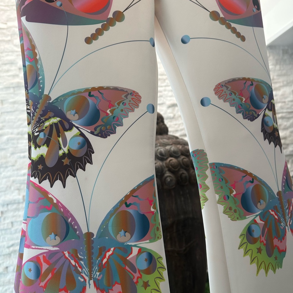 Cynthia Rowley Bonded Fit and Flare White Butterfly Pants size 6 - Picture 2 of 7
